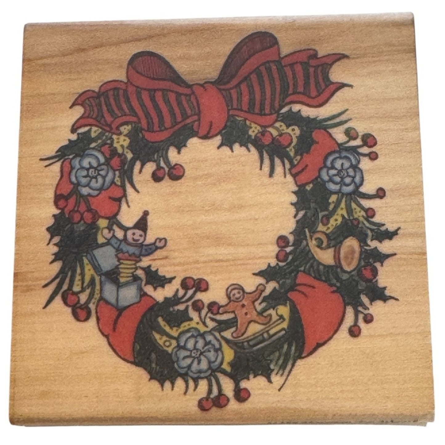 Hampton Art Rubber Stamp Victorian Toy Wreath Christmas Card Making Holidays