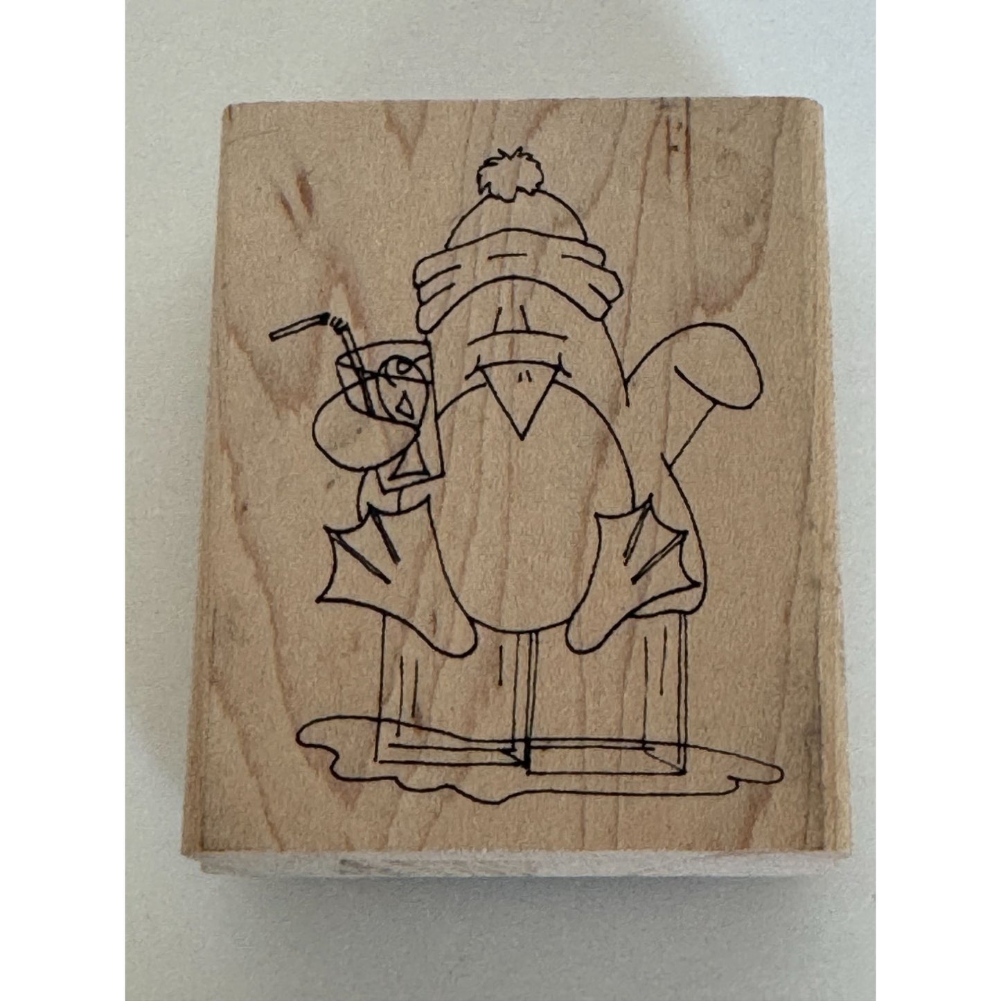 Inky Antics Rubber Stamp Penguin Drinking Cocktail Fish Cup Winter Card Making