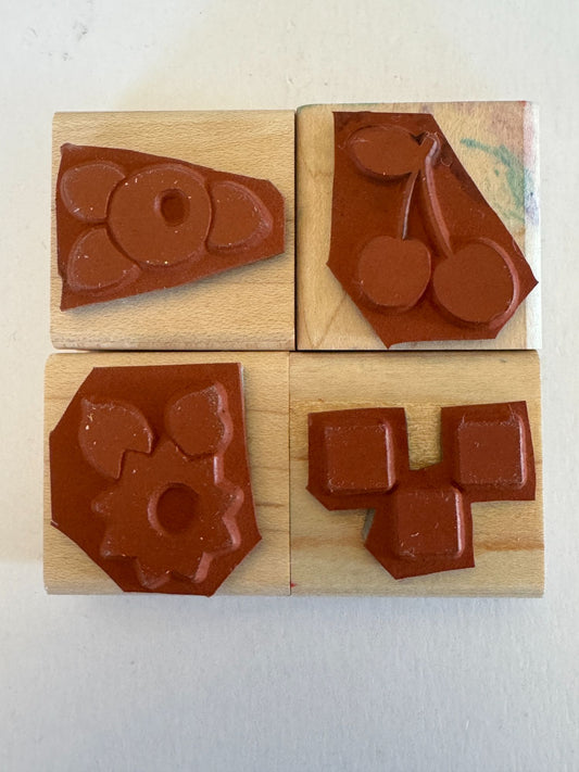 Stampin Up Rubber Stamp Set Cherries Checks Posies Floral Cherry Flower Craft