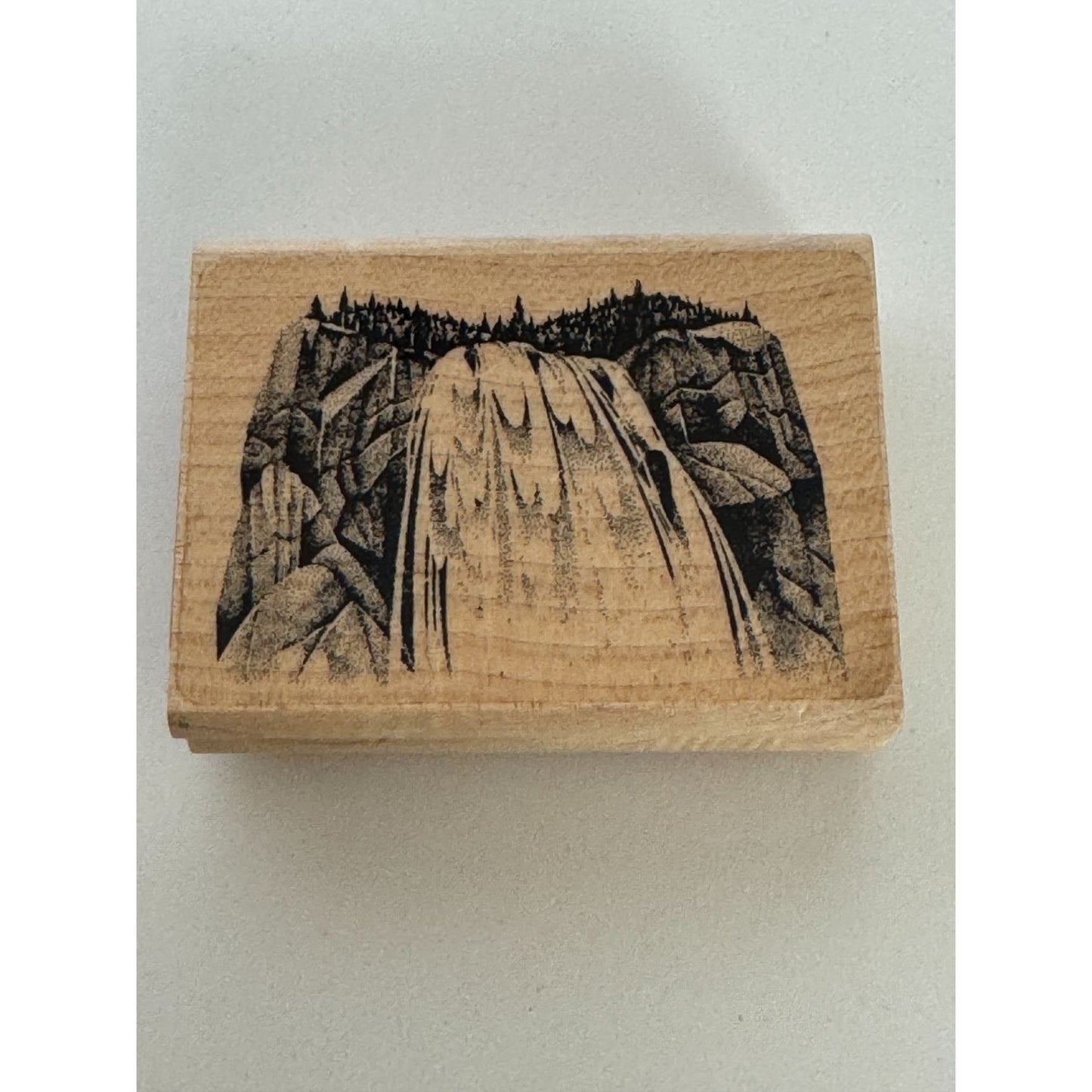 Stampscapes Rubber Stamp Gushing Falls Waterfall Nature Outdoors Landscape 042E