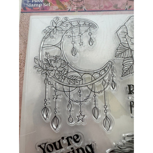 Crafters Corner Acrylic Stamps Bohemian Collection Radiate Positive Vibes Moon