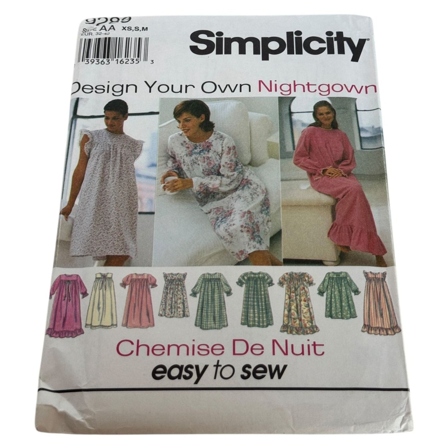 Simplicity Sewing Pattern 9289 Design Your Own Nightgown Pajamas Easy XS-M Uncut
