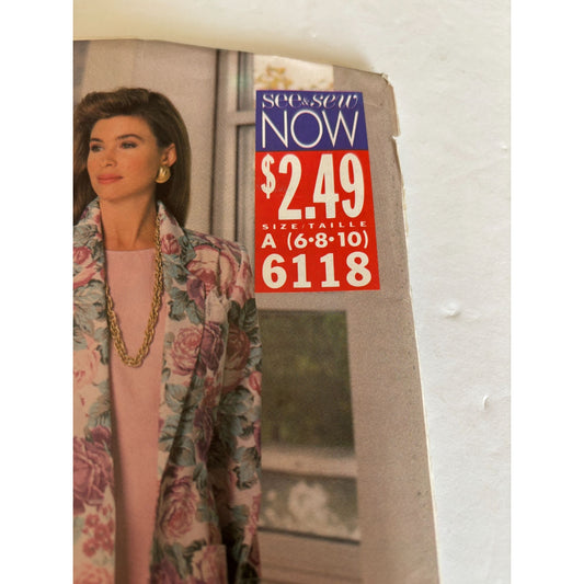Butterick See Sew Sewing Pattern 6118 Jacket Dress Outfit Work Easy 6 8 10 Uncut