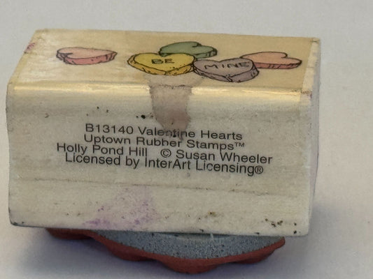 Uptown Rubber Stamp Valentine Hearts Candy Be Mine Holly Pond Hill Love Cards