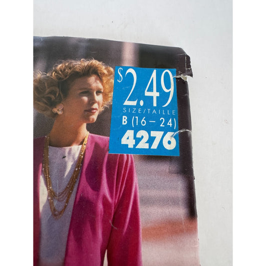 Butterick See and Sew Sewing Pattern 4276 Misses Suit Jacket Skirt 16-24 UC 1989