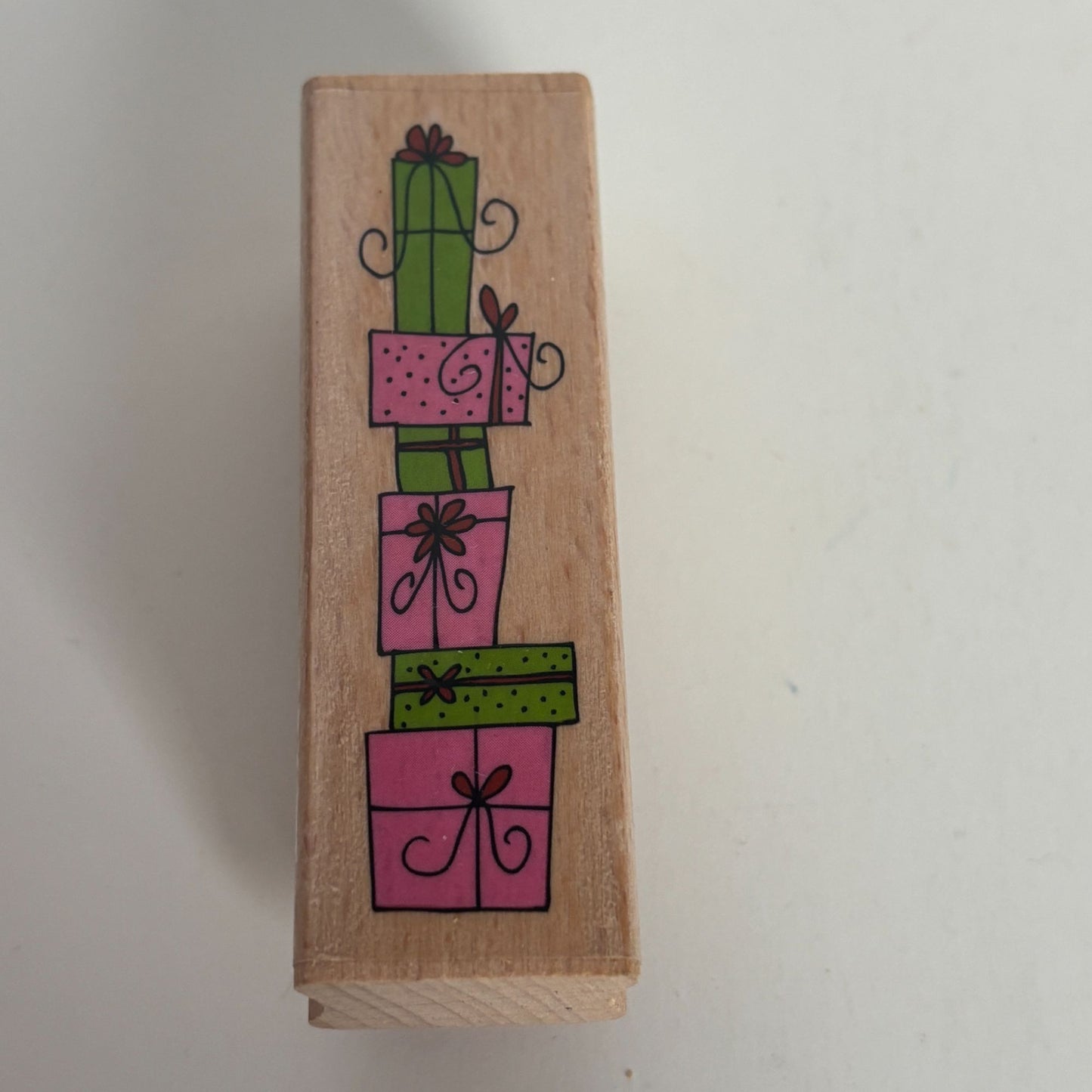 Studio G Rubber Stamp Present Stack Gifts Vertical Holiday Christmas Card Making