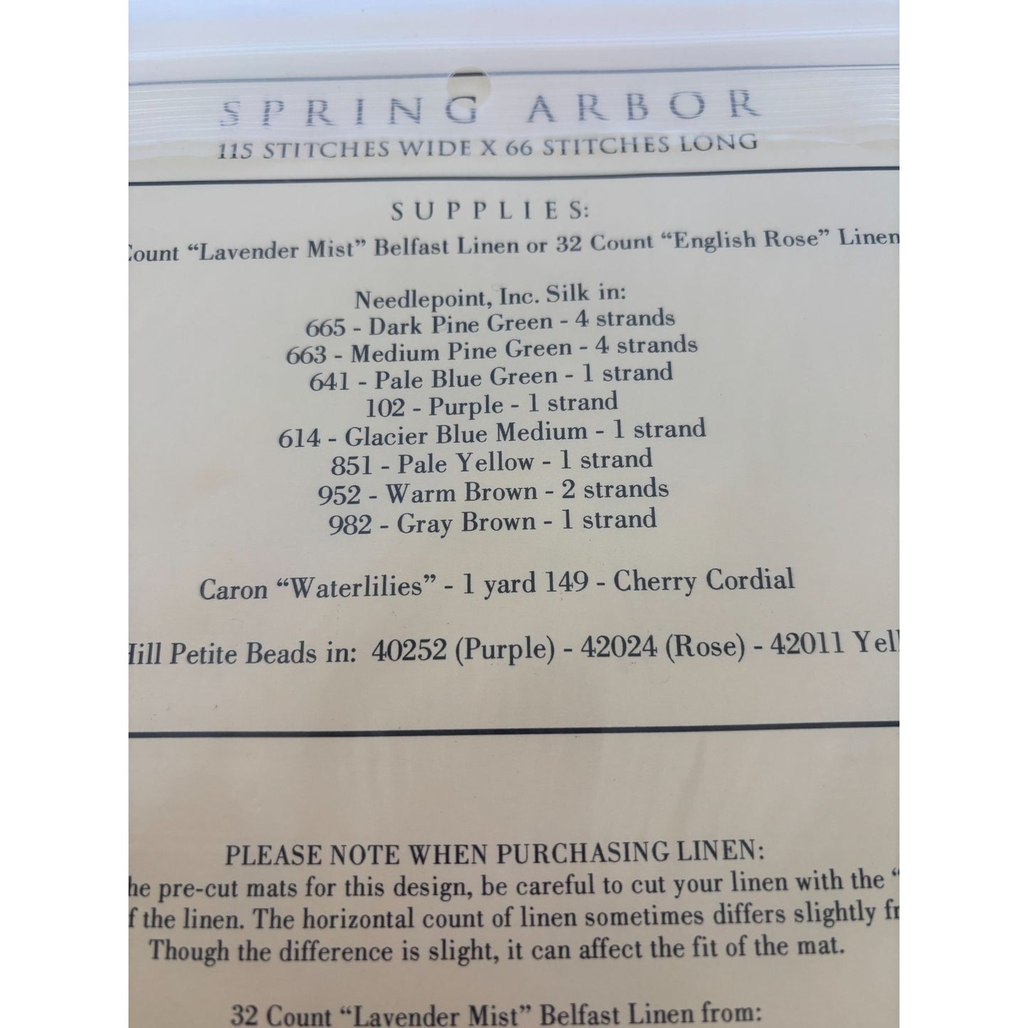 The Drawn Thread Charted Needlework Designs Pattern Spring Arbor Beads Thread