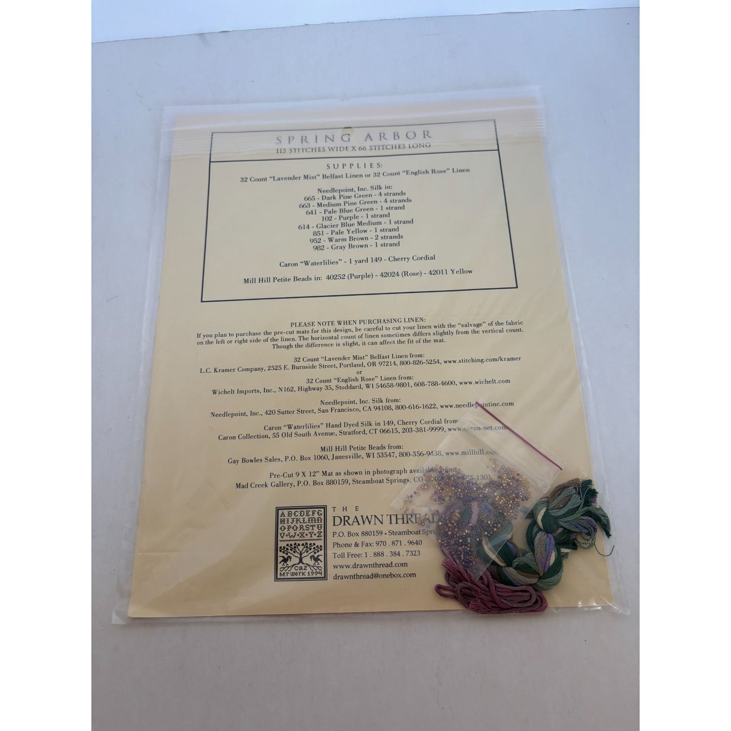 The Drawn Thread Charted Needlework Designs Pattern Spring Arbor Beads Thread