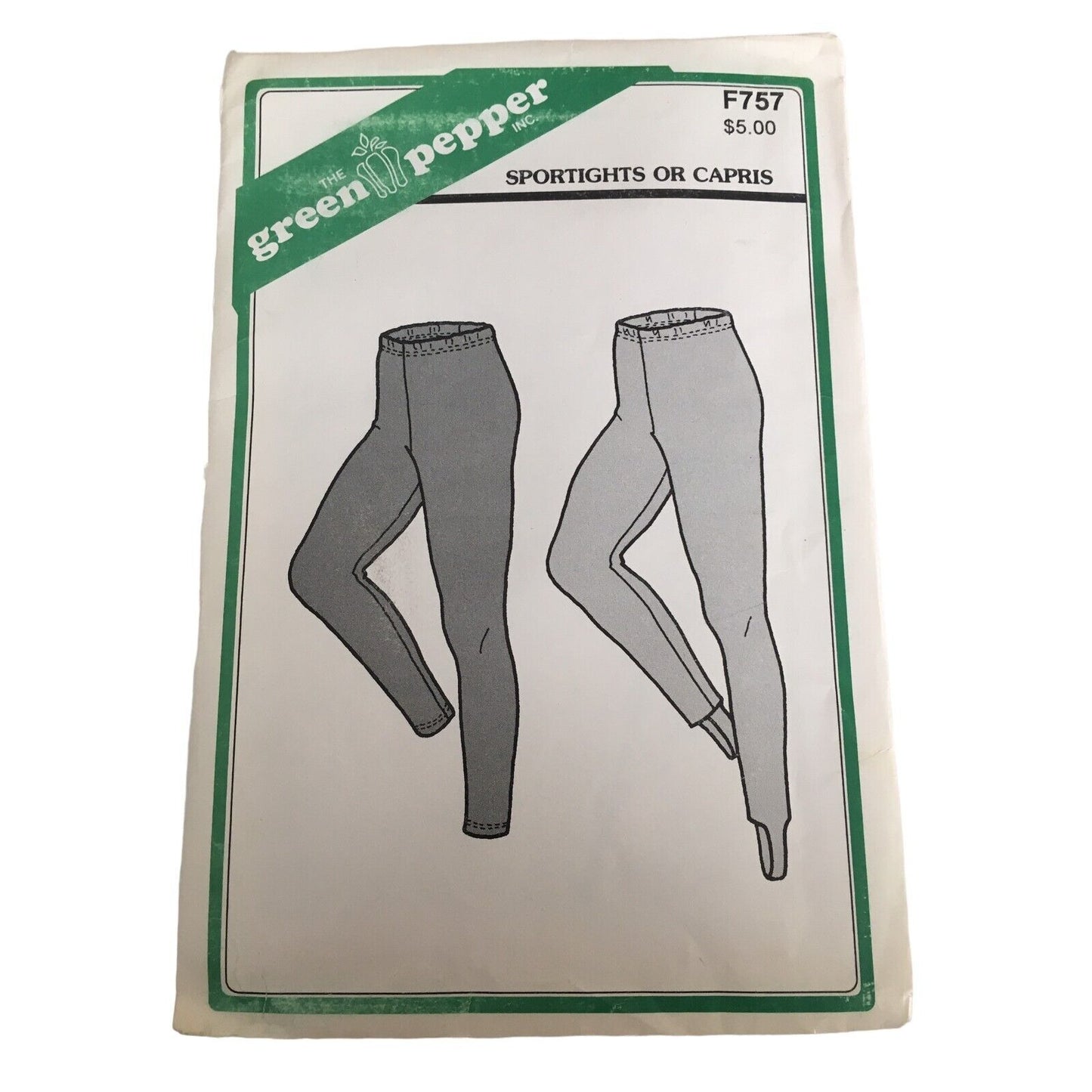 The Green Pepper Sewing Pattern F757 Misses Sportights Capris Athletic S M L UC
