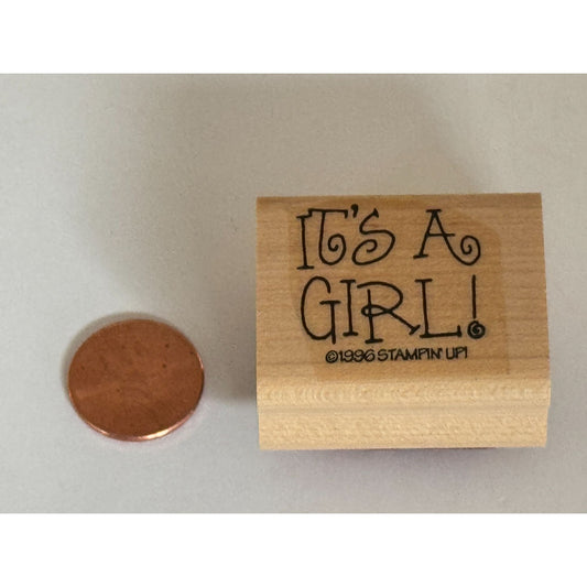 Stampin Up Rubber Stamp Its A Girl Baby Announcement Shower Card Making Words