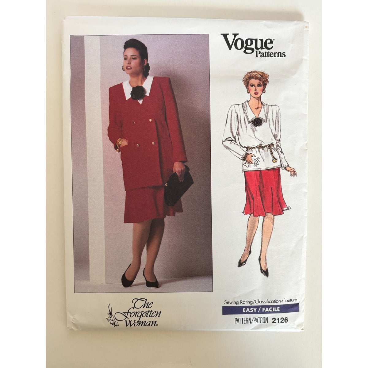 Vogue Sewing Pattern 2126 Jacket Blouse Skirt 20W-24W 80s Corporate Chic Uncut Power Dressing