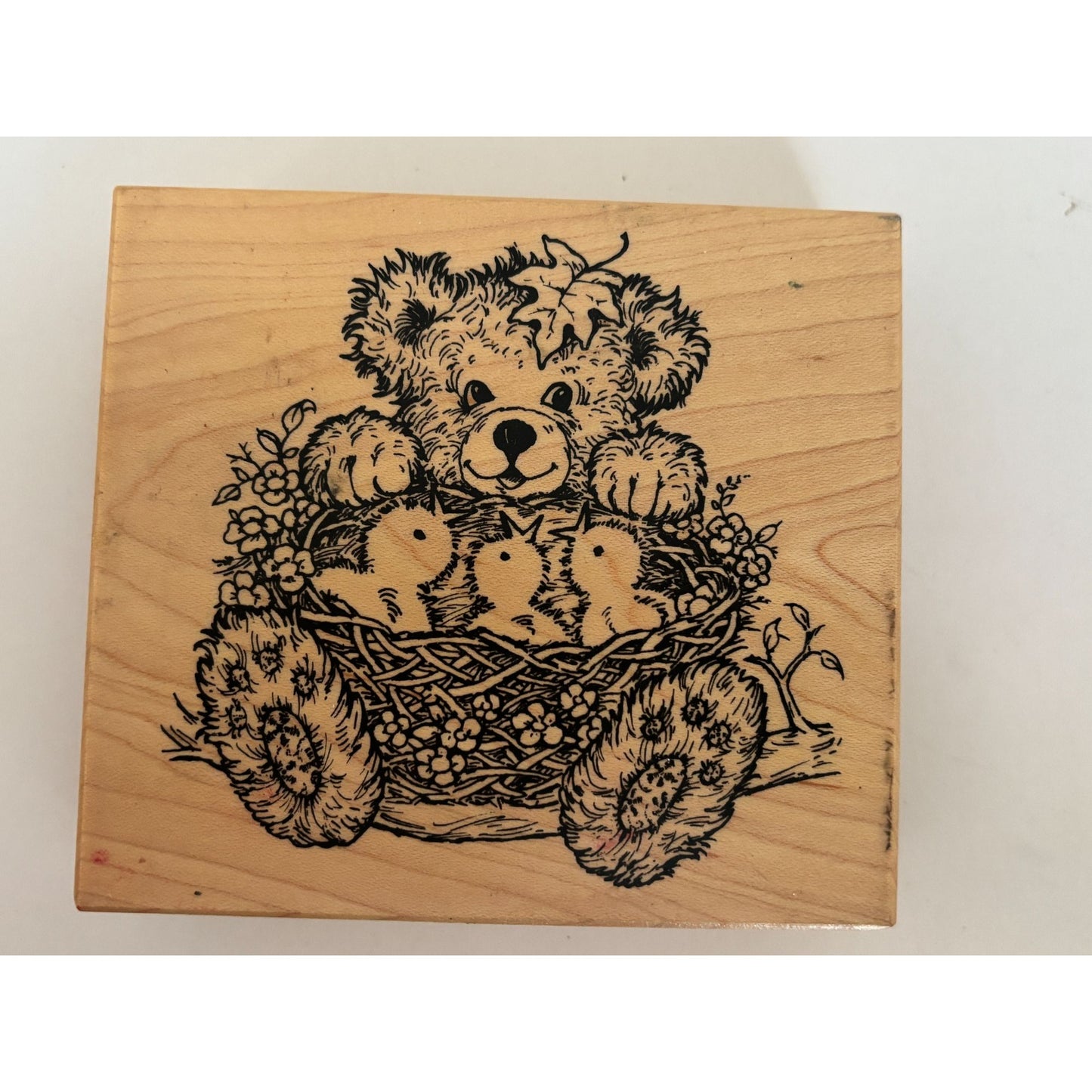 PSX Rubber Stamp Easter Teddy Bear Chicks Bird Nest Fuzzy Bear Cardmaking Craft