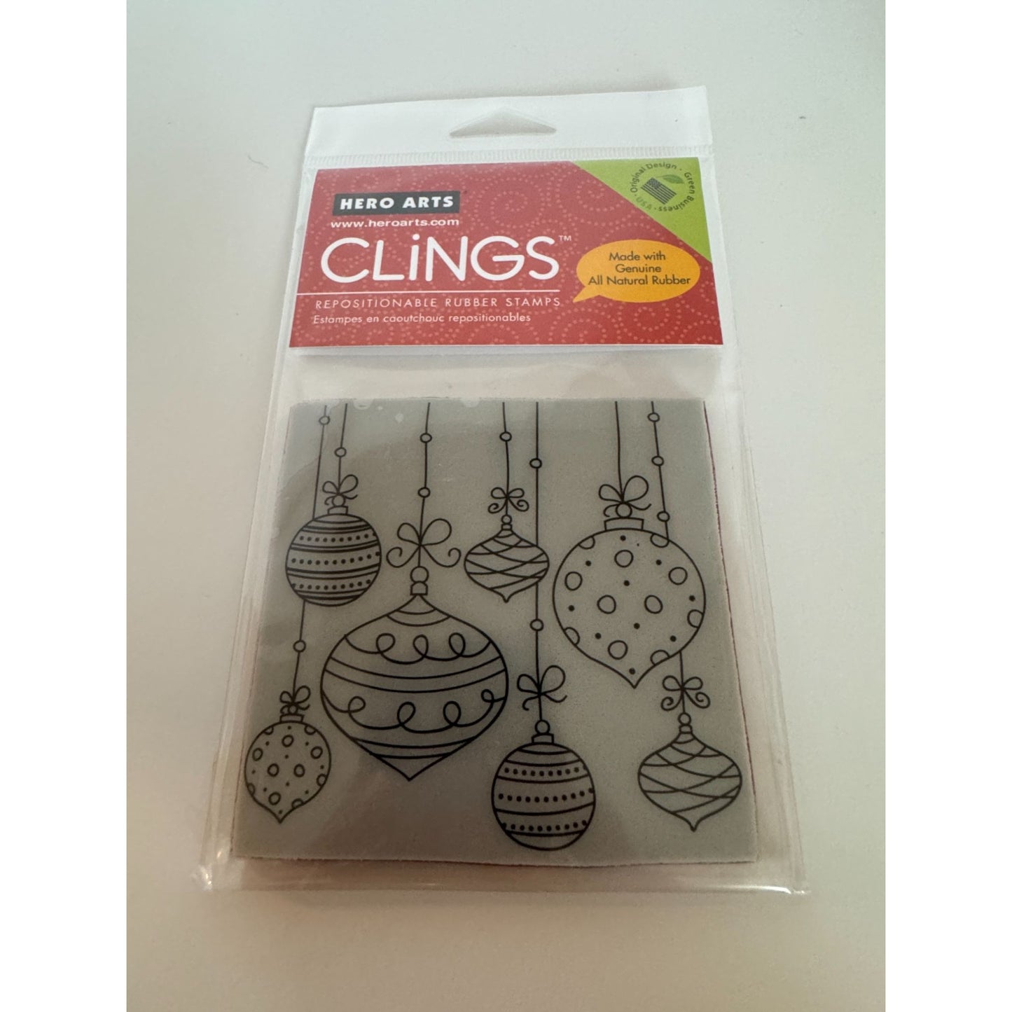 Hero Arts Clings Repositionable Rubber Stamp Hanging Christmas Ornaments Holiday