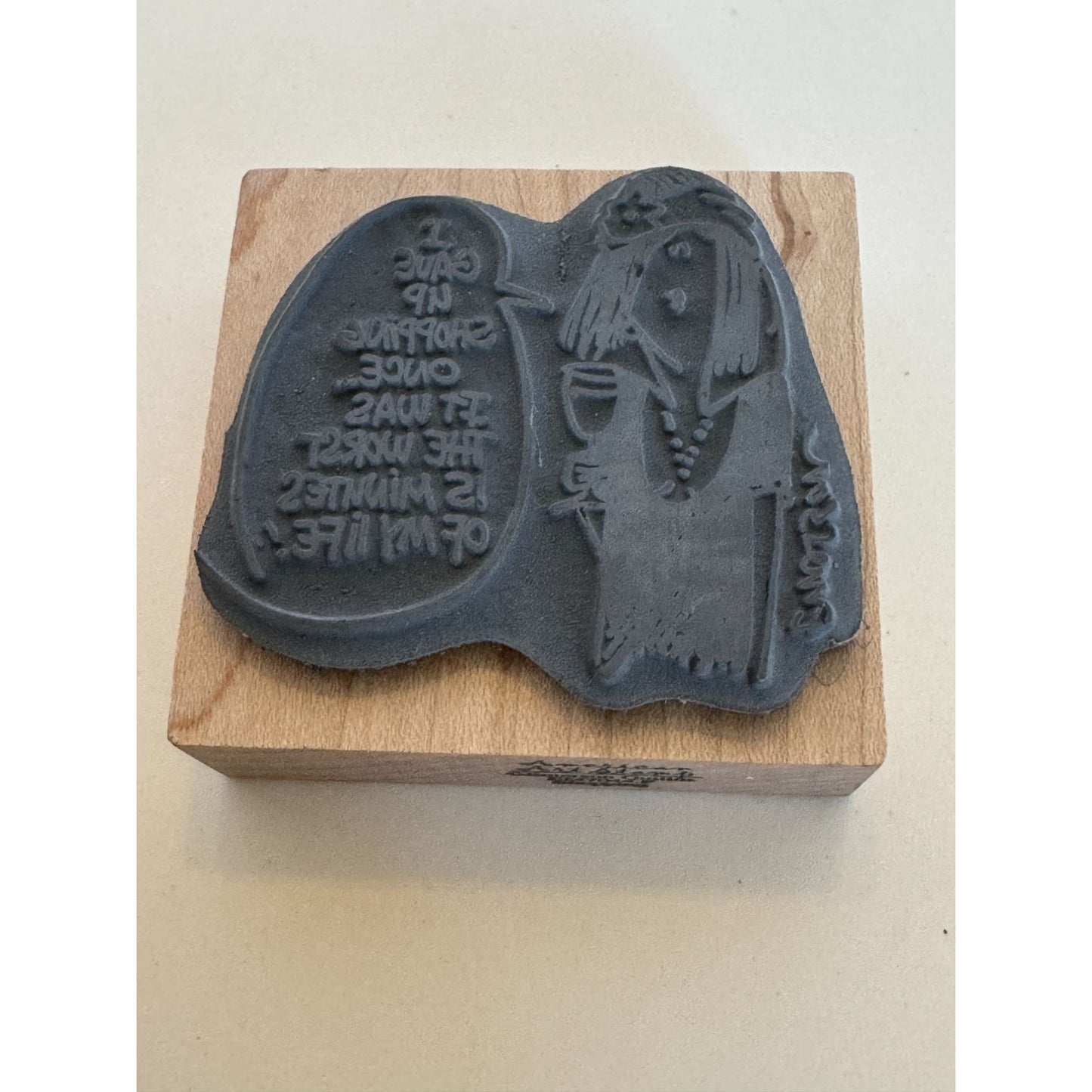 American Art Rubber Stamp Emerson Quillin Shopping Quote Funny Humor Mom Wine