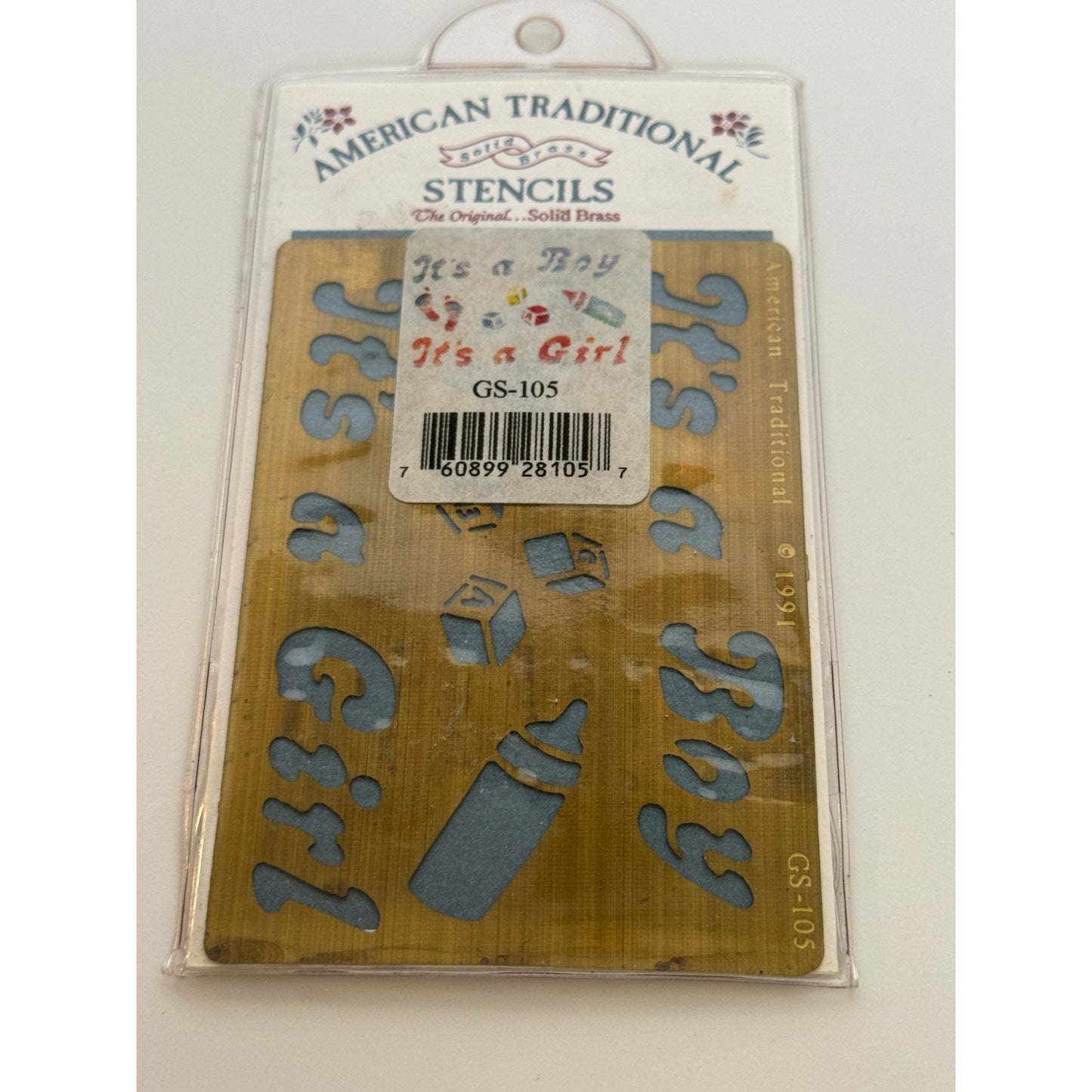 American Traditional Solid Brass Stencil Baby Announcement Words It's A Boy Girl