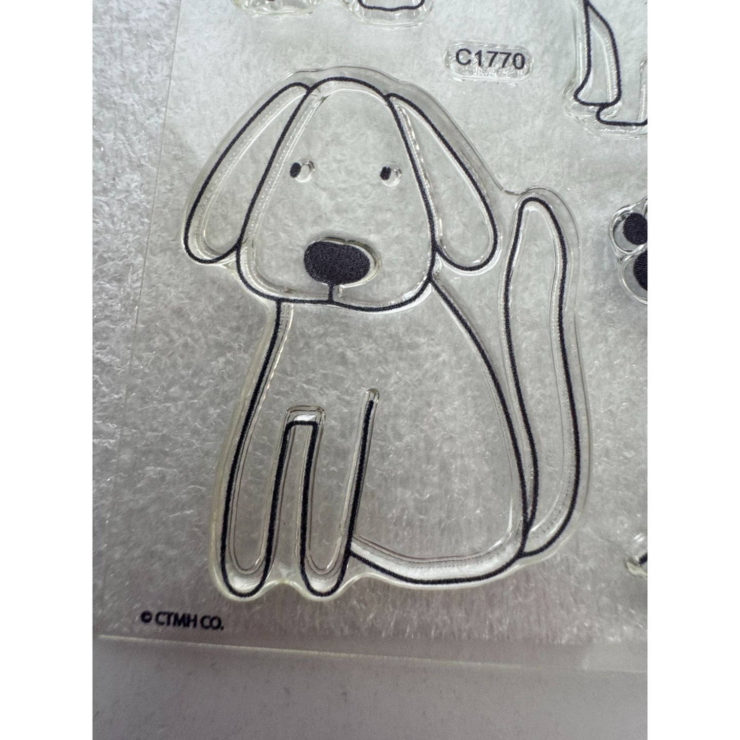 CTMH Acrylic Stamp Set Paw Prints on My Heart Dogs Pet Sympathy Card Making Halo