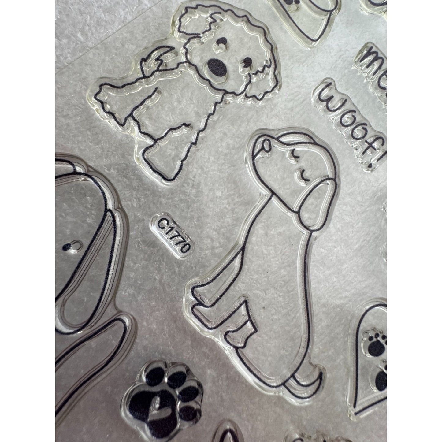 CTMH Acrylic Stamp Set Paw Prints on My Heart Dogs Pet Sympathy Card Making Halo