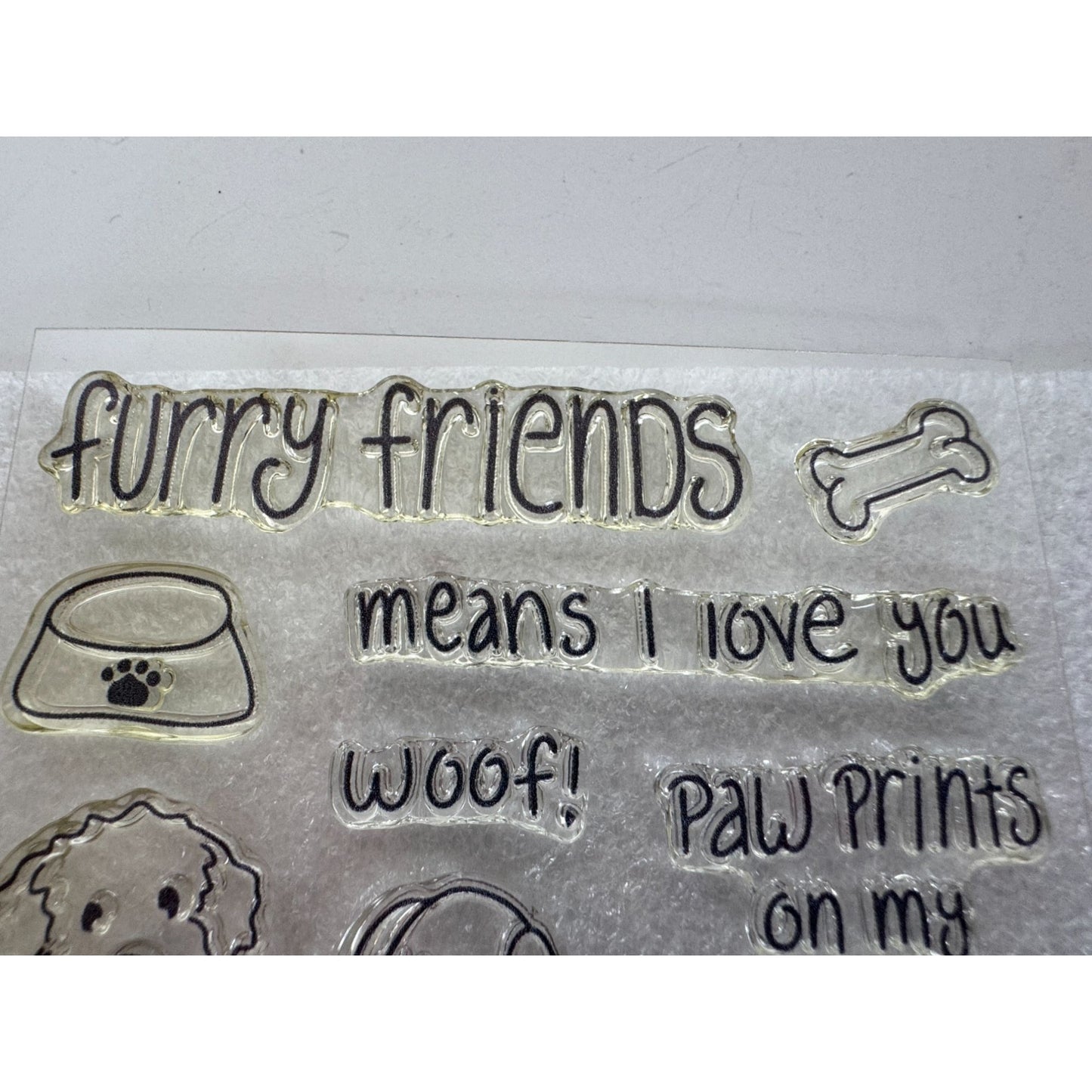 CTMH Acrylic Stamp Set Paw Prints on My Heart Dogs Pet Sympathy Card Making Halo