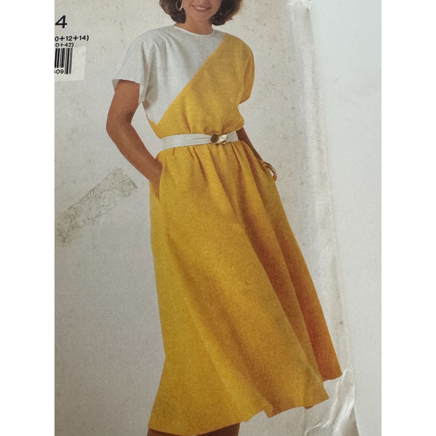 Simplicity 7914 Sewing Pattern Dress Kimono Sleeves Side Seam Pockets UC 12 14