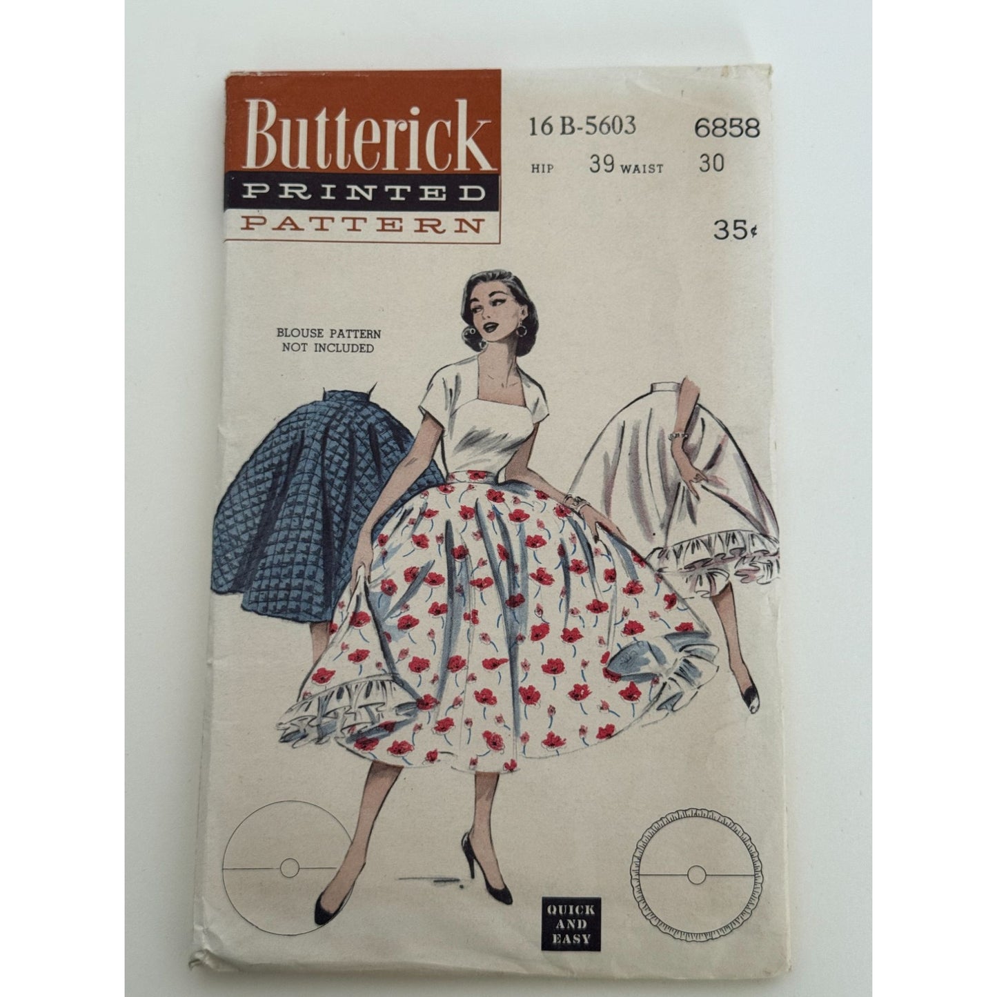 Butterick Sewing Pattern 6858 Circle Skirt Ruffled Petticoat Vintage 1950s Uncut