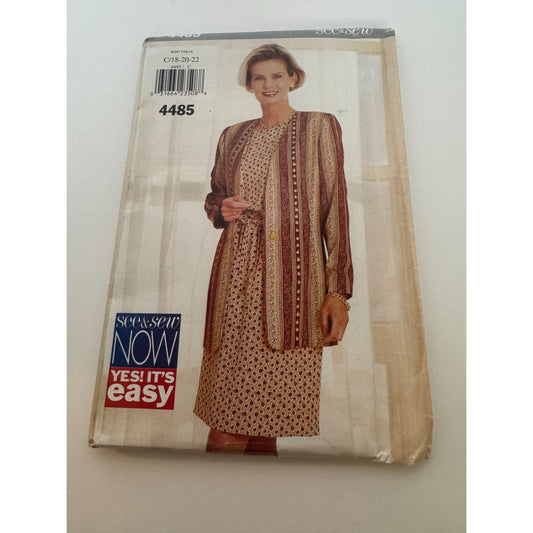 Butterick See and Sew Pattern 4485 Jacket Top Skirt Misses Sizes 18-24 Uncut