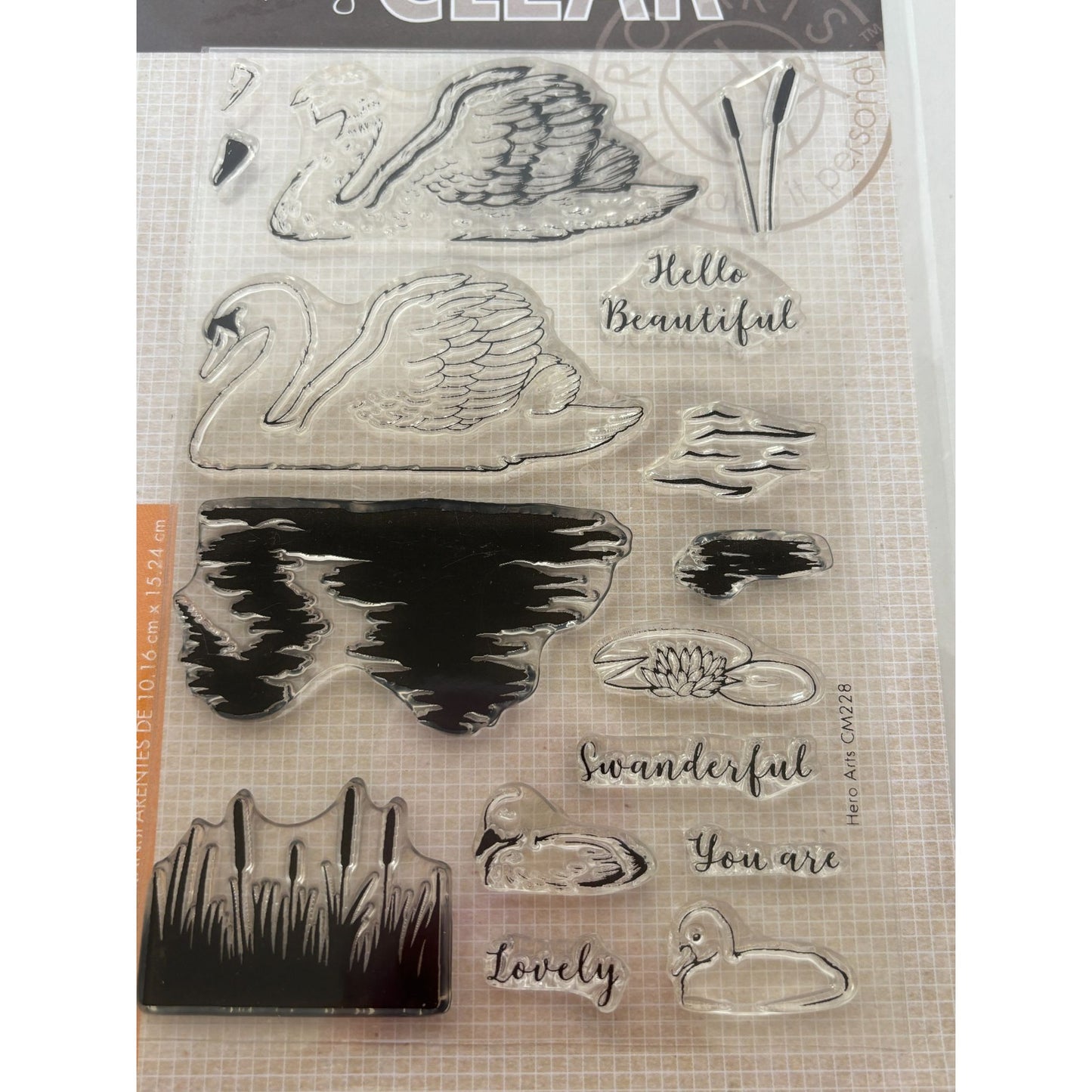 Hero Arts Poly Clear Stamp Set Color Layering Swan Lake Beautiful Words Nature