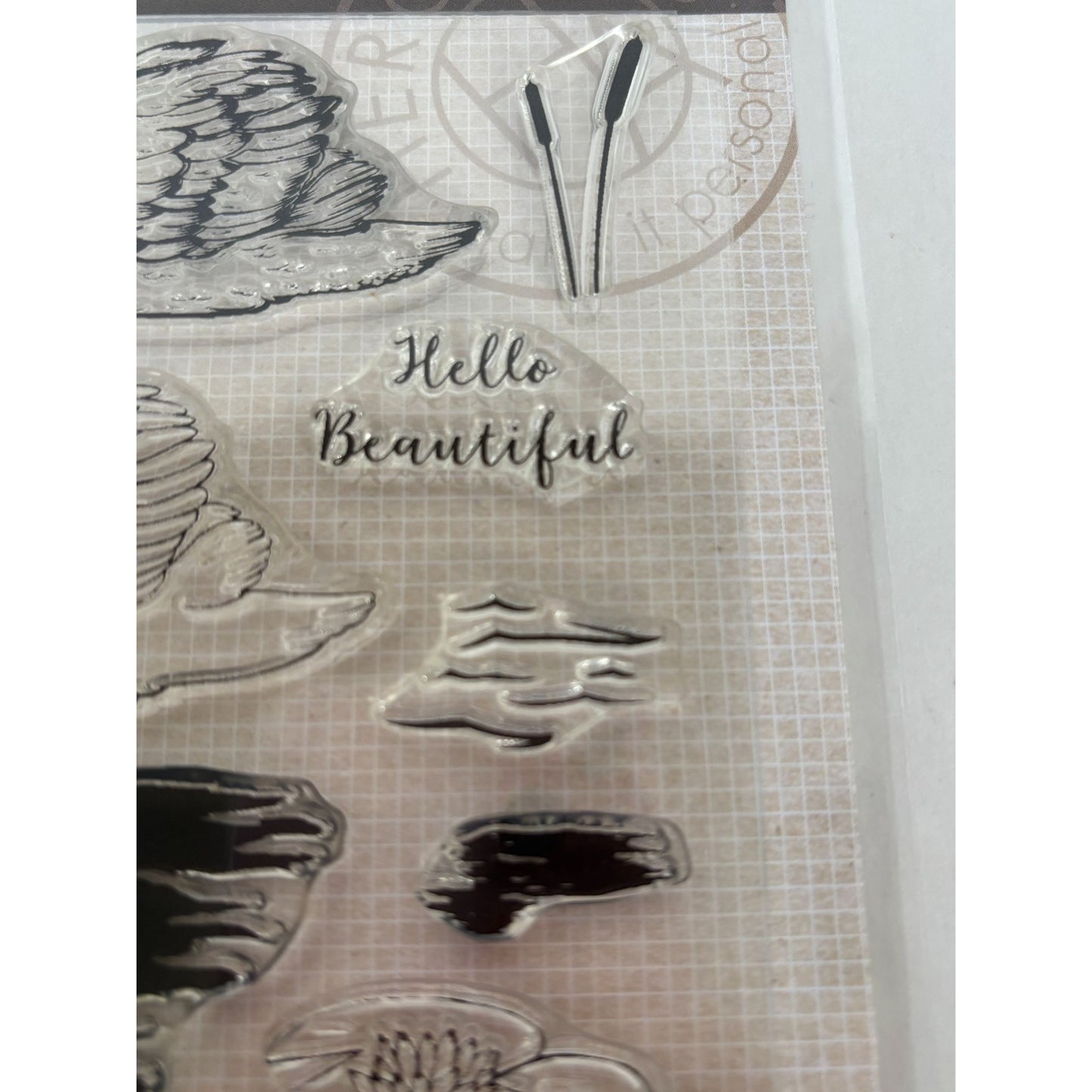Hero Arts Poly Clear Stamp Set Color Layering Swan Lake Beautiful Words Nature