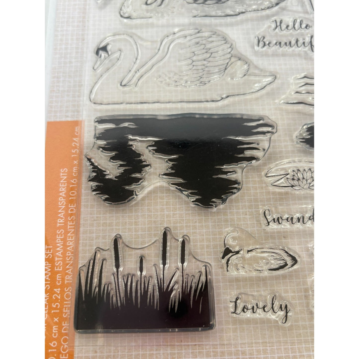 Hero Arts Poly Clear Stamp Set Color Layering Swan Lake Beautiful Words Nature