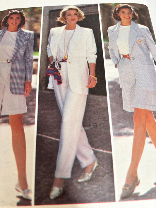 Butterick Sewing Pattern 6651 90s Power Suit Jacket Shorts Pants Top Easy 12-16 Uncut