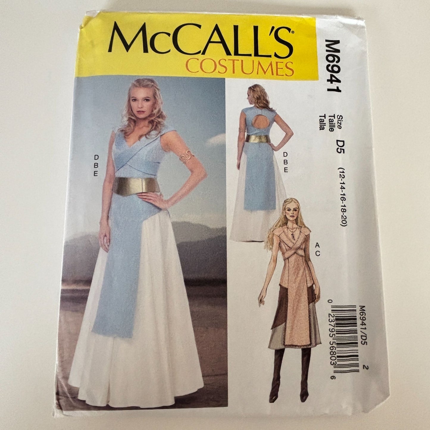 McCalls Sewing Pattern M6941 Costume Medieval Tabard Dress Dragon Queen Renaissance 12–20 UNCUT
