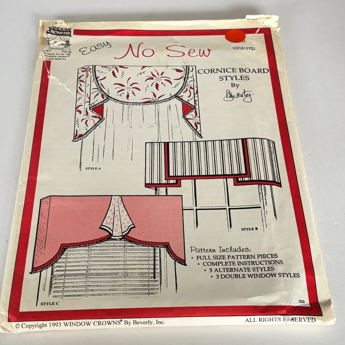 Beverly Window Crowns Sewing Pattern Easy No Sew Cornice Board Covering 1993 90s