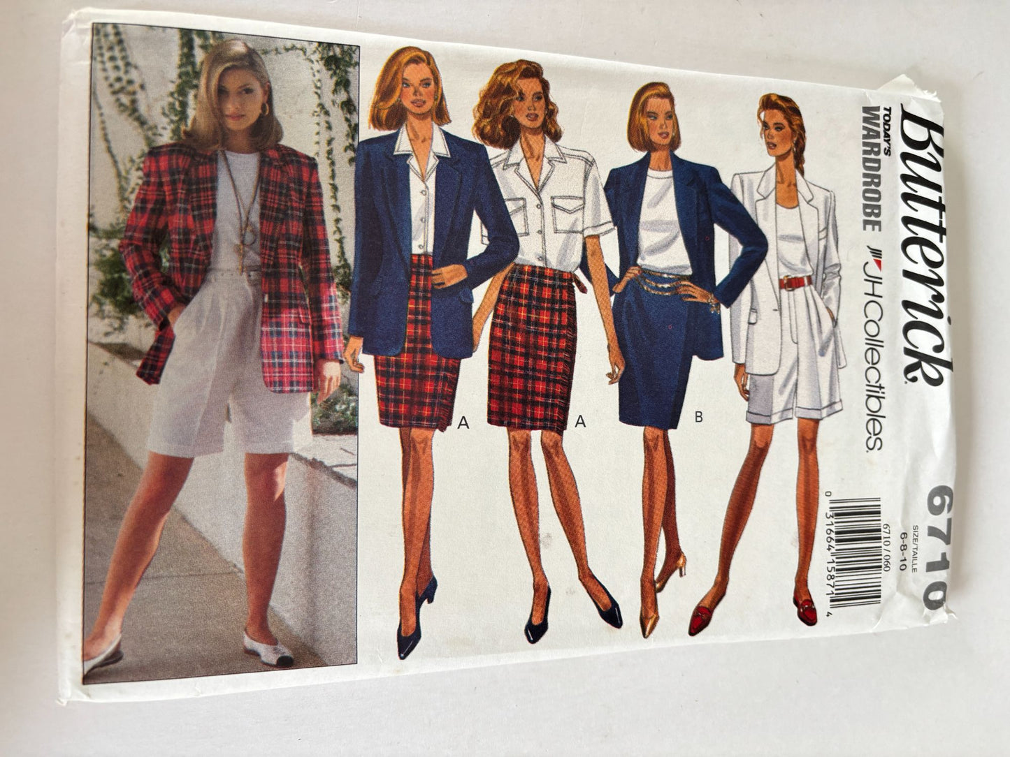 Butterick Sewing Pattern 6710 Work Jacket Shorts Skirt 90s Minimalist 6-10 Uncut