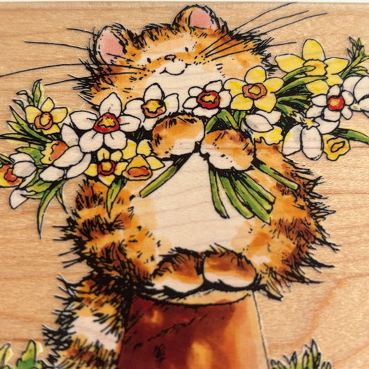 Penny Black Rubber Stamp You are the Bestest Cat with Flowers Garden Daisy 1466K