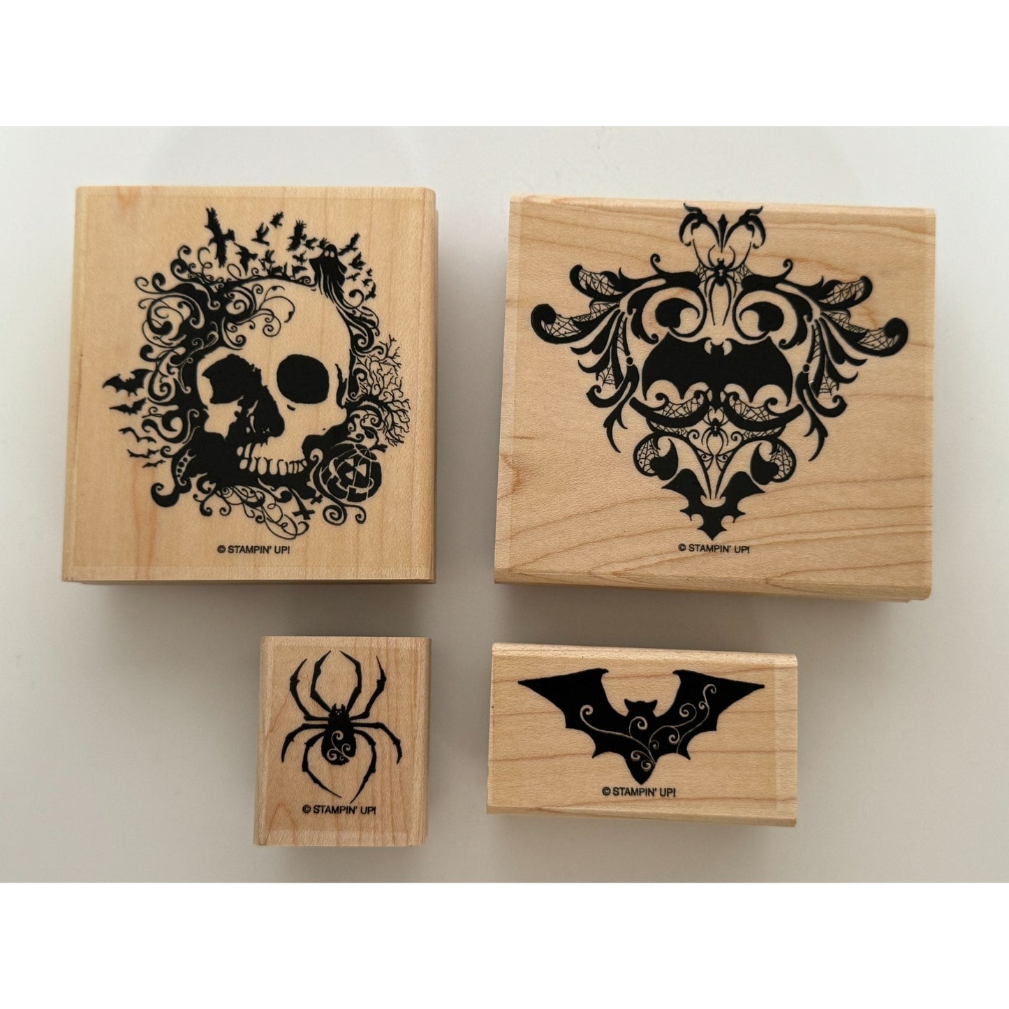 Stampin Up Halloween Rubber Stamps From the Crypt Skull Bat Spider Card Making