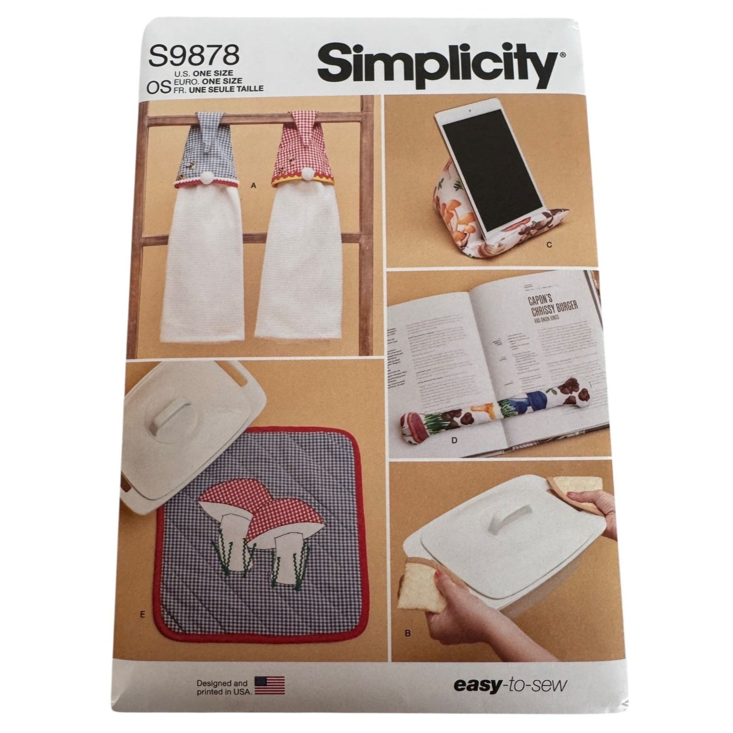 Simplicity Sewing Pattern S9878 Kitchen Accessories Gnome Dish Towels Easy Uncut