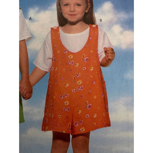 Butterick Sewing Pattern 5445 Girls Jumper and Top A-Line Loose-Fitting 6 7 8 UC