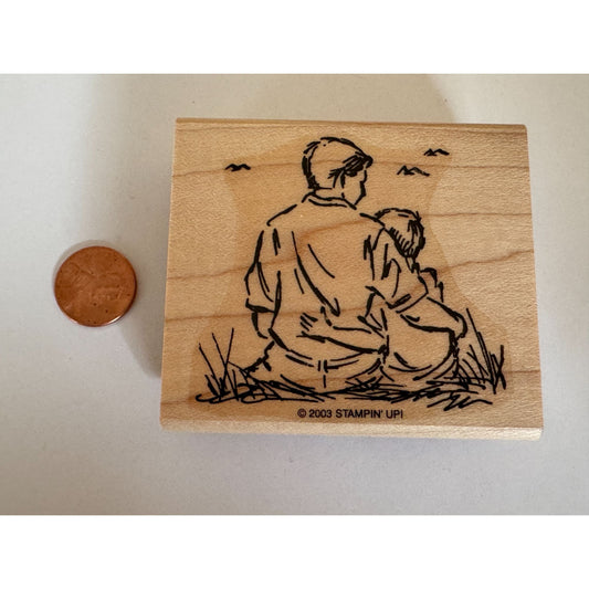 Stampin Up Rubber Stamp Father Son Family Love Fathers Day Card Making Beach
