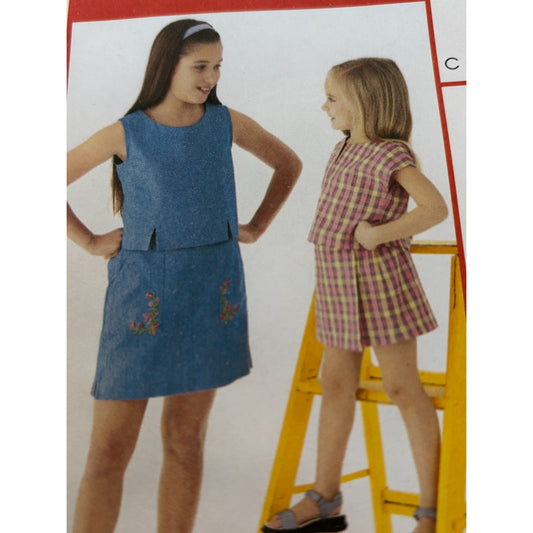 McCalls Sewing Pattern 3677 Girls Summer Tops Skorts Sleeveless Shirt 3-6 Uncut
