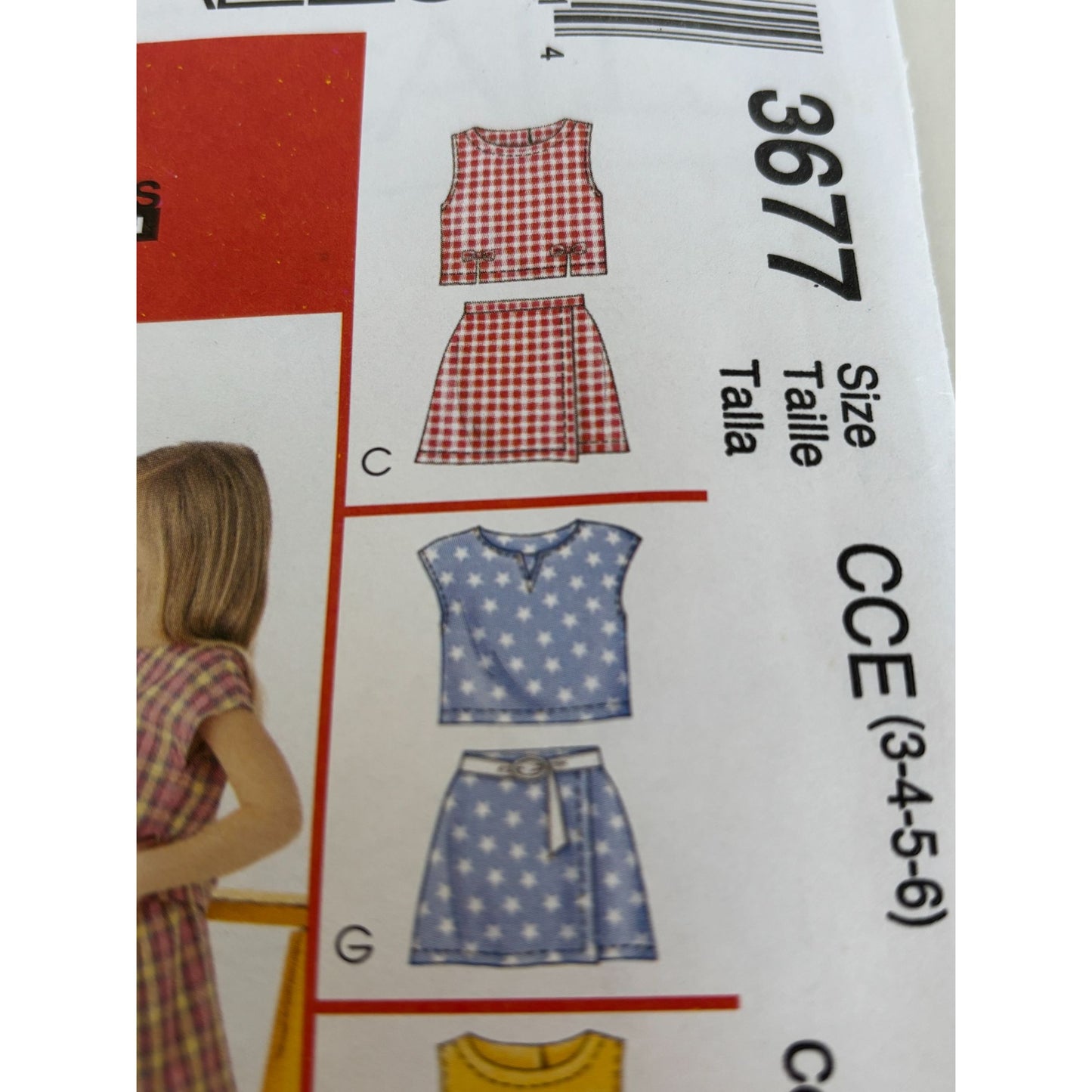 McCalls Sewing Pattern 3677 Girls Summer Tops Skorts Sleeveless Shirt 3-6 Uncut