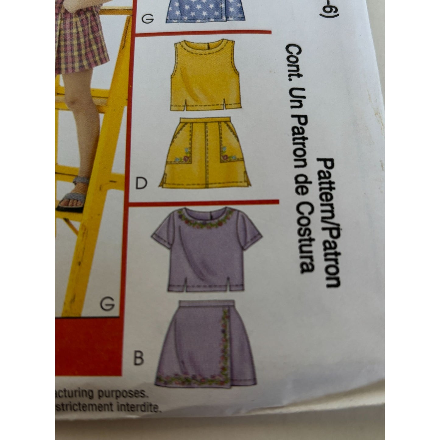 McCalls Sewing Pattern 3677 Girls Summer Tops Skorts Sleeveless Shirt 3-6 Uncut