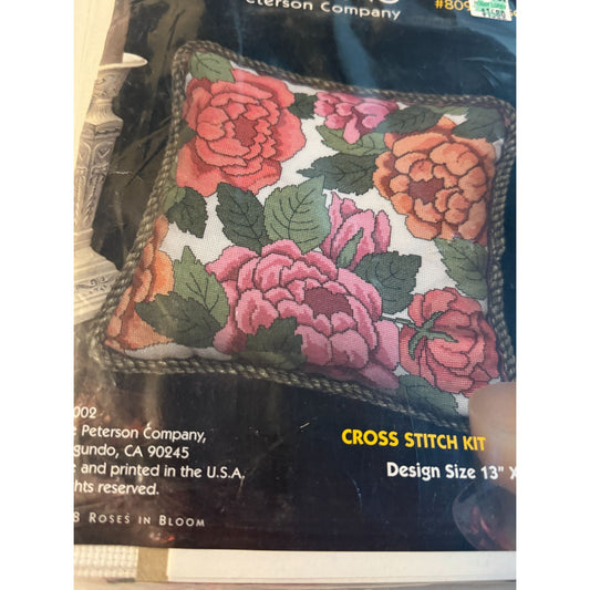 Home Creations Cross Stitch Kit Roses In Bloom Flower Floral Garden 13 x 13 inch