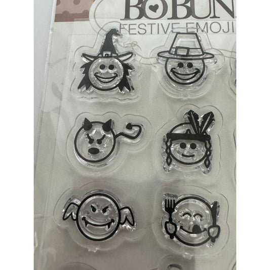 BoBunny Festive Clear Stamps Emoji Faces Santa Christmas Elf Holidays Snowman