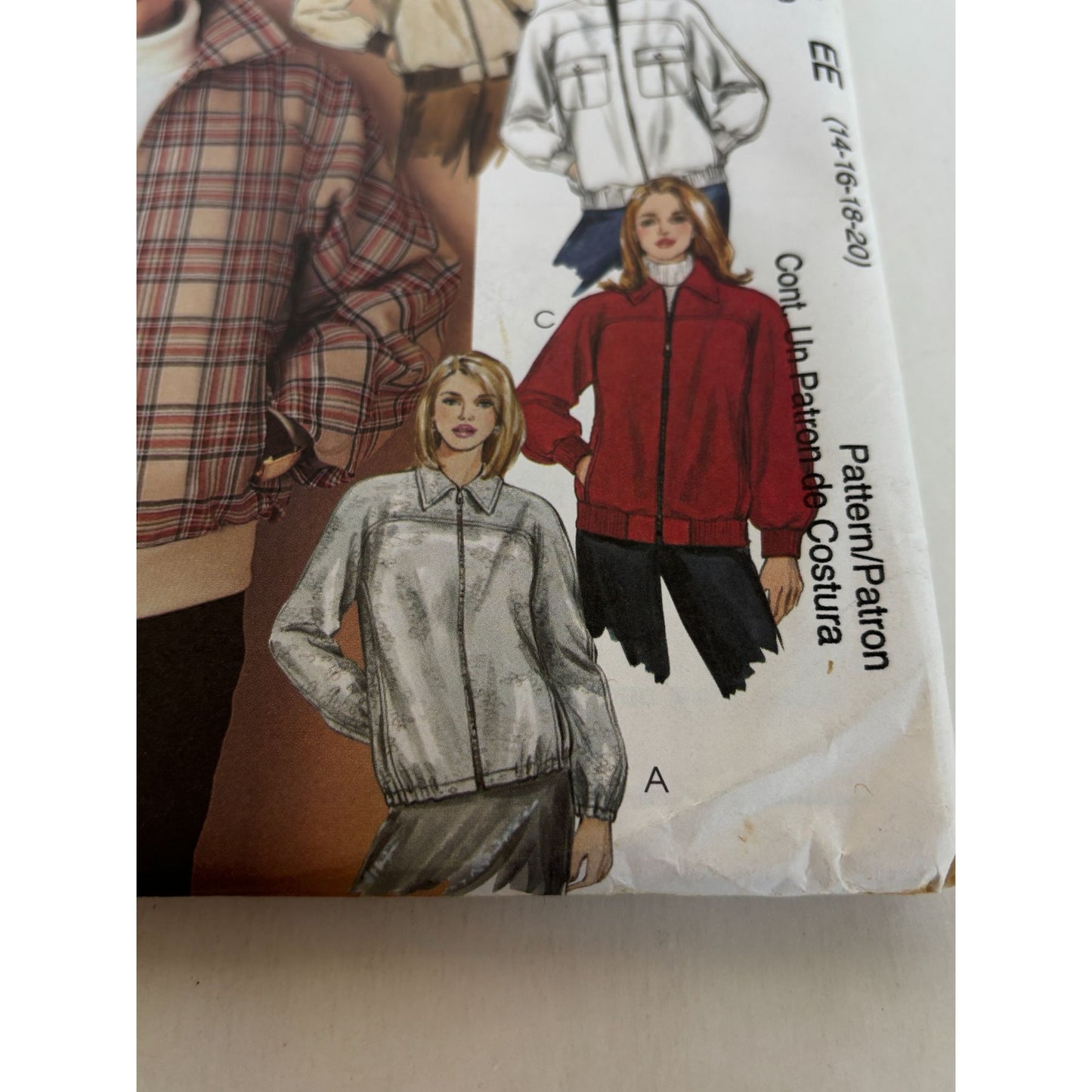 McCalls Sewing Pattern 3749 Jacket Zipper Front Casual Spring Fall 14-20 Uncut