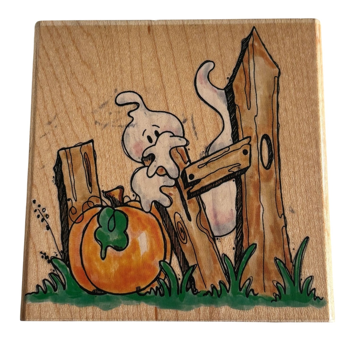 Penny Black Rubber Stamp Ghostly Gate Halloween Ghost Pumpkin Fence Fall Craft
