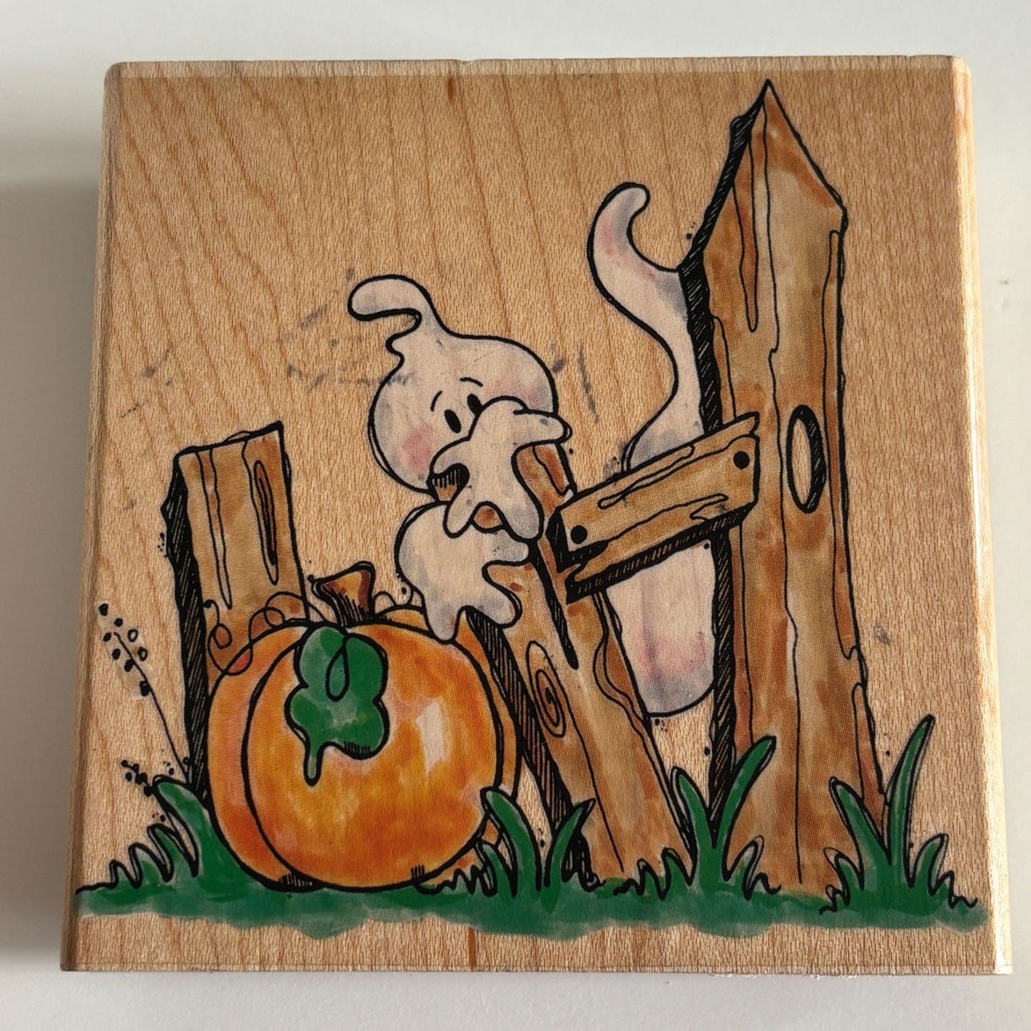 Penny Black Rubber Stamp Ghostly Gate Halloween Ghost Pumpkin Fence Fall Craft