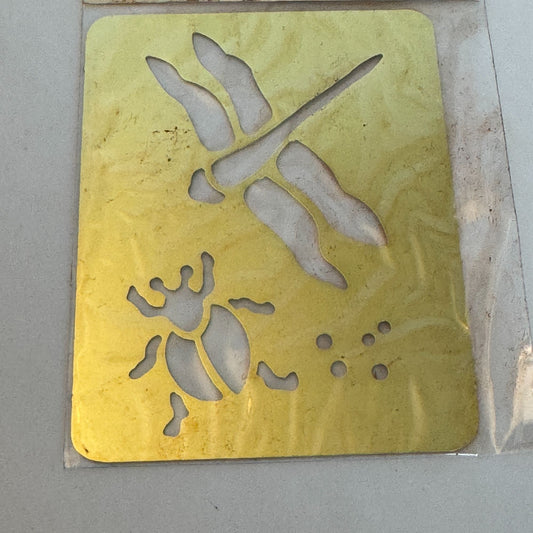 Heritage Handcrafts Brass Embossing Stencil Dragonfly Beetle Bugs Insects Craft