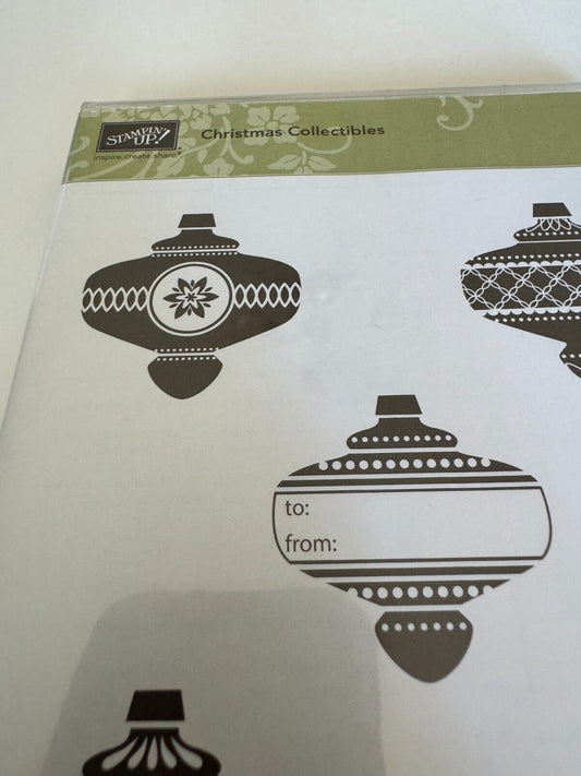 Stampin Up Cling Stamp Set Christmas Collectibles Ornaments To From Card Making Tags Farmhouse