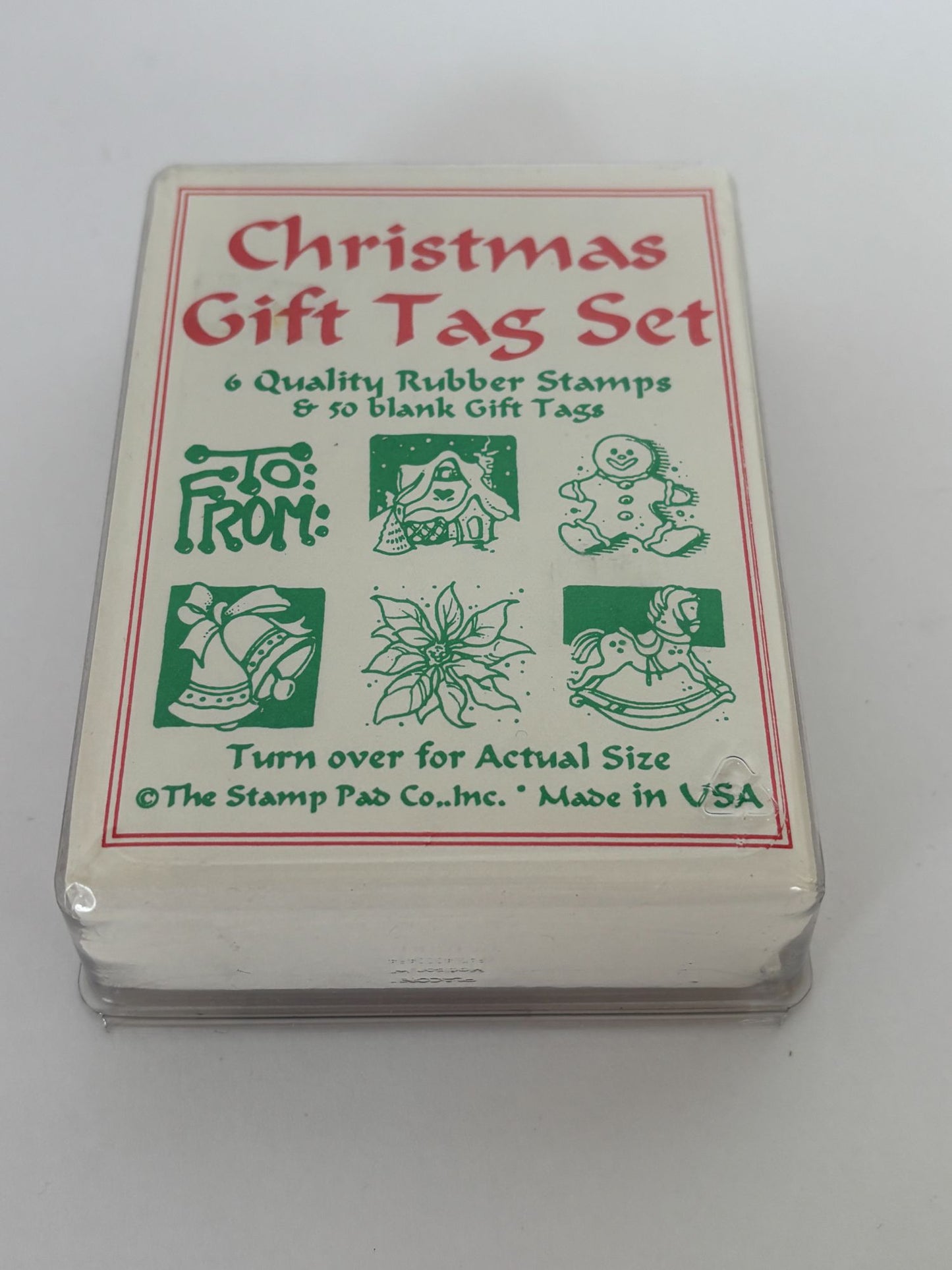 Stamp Pad Rubber Stamps Christmas Gift Tags To From Gingerbread Man Bells Set 6