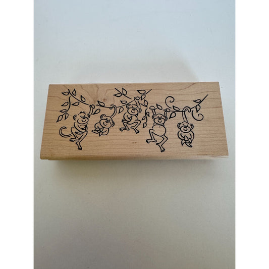 DeNami Design Rubber Stamp Happy Monkeys Tropics Jungle Bananas Fun Humor Animal