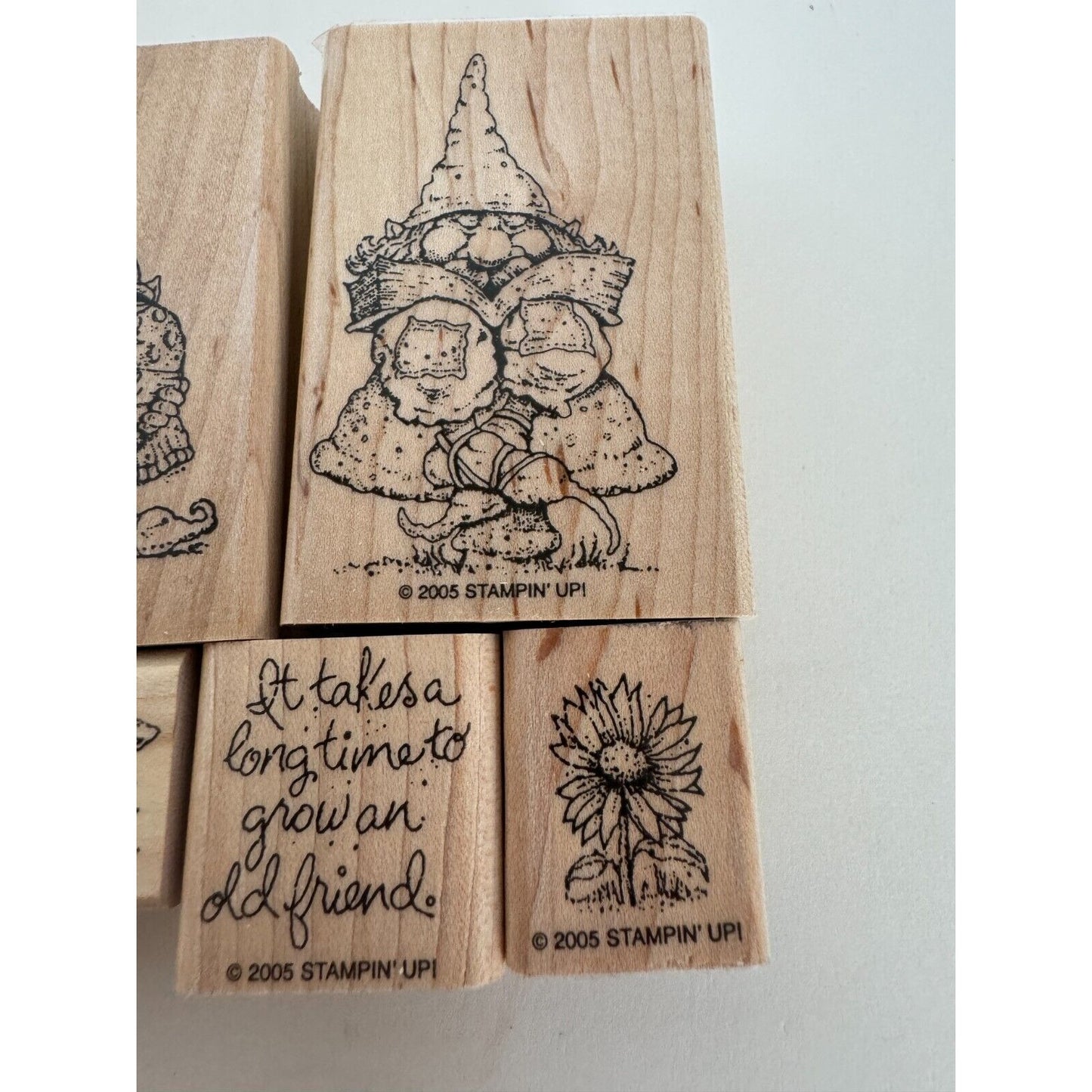 Stampin Up Rubber Stamp Knobbly Gnomes Reader Mushrooms Grow Friend Card Making